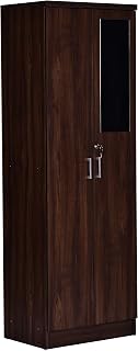 DeckUp Cove 2-Door Engineered Wood Wardrobe with Mirror (Walnut, Matte Finish)