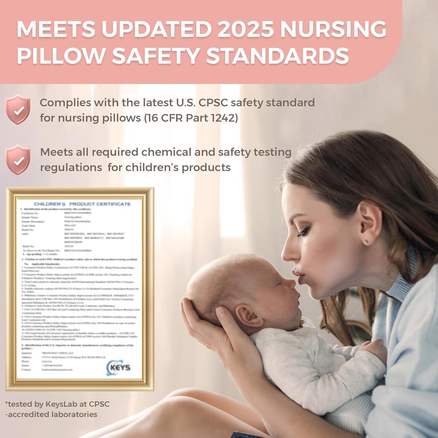 Nursing Pillow – Breastfeeding Pillows with Security Fence for Enhanced Support & Comfort – Removable Cotton Cover, Adjustable Waist Strap, Newborn Essentials Must Haves Baby Registry Search - Image 3