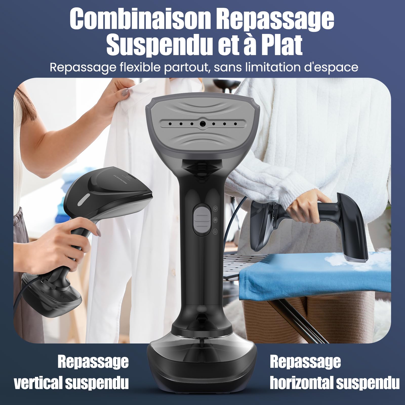 NTAYDZSW Fer à repasser vapeur portable de voyage 1800W, préchauffage 20s, réservoir 300ml amovible, arrêt automatique, débit vapeur 20g/min, défroisseur pour maison, voyage et bureau
