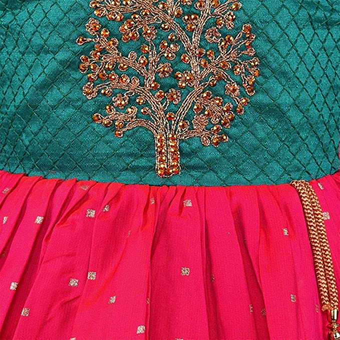 Image of Wish Karo Baby Girls Knee Length Satin Embroidered Party Dress-(fe2913nw)
