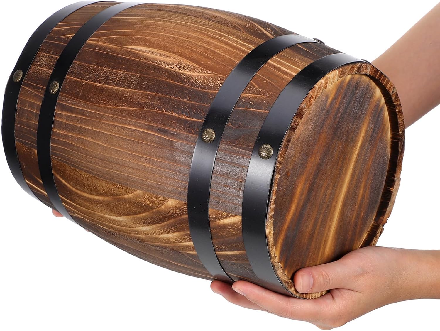 Kichvoe Rustic Oak Wine Barrel Decor Vintage Whiskey Barrel Ornament for Wine Storage and Decoration Home Bar Party Table Centerpiece 40 cm