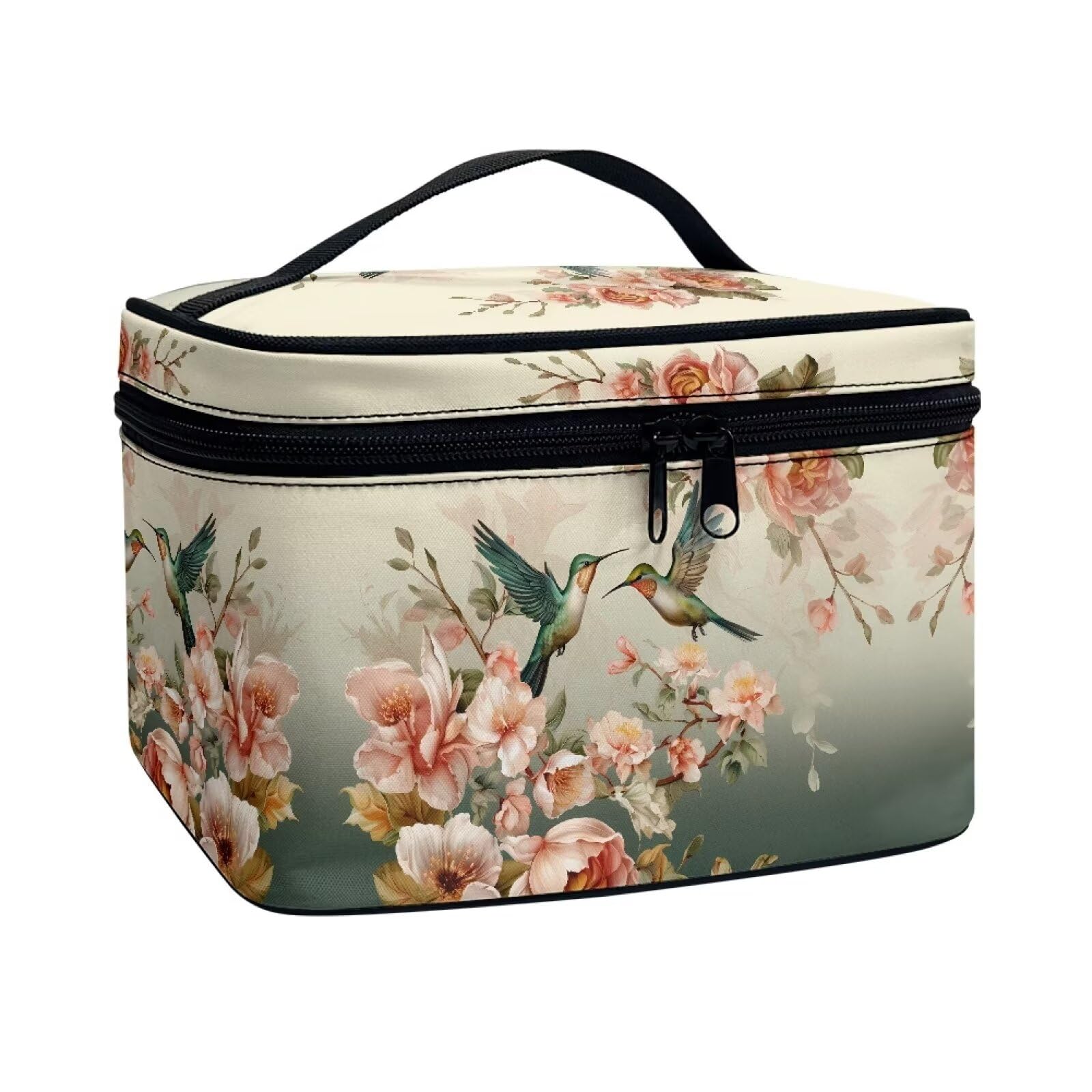 Flashideas Hummingbird Makeup Bag Large Opening Design Makeup Bag Cosmetic Organizer Storage Case Makeup Organizer Bag for Travel with Makeup Brushes