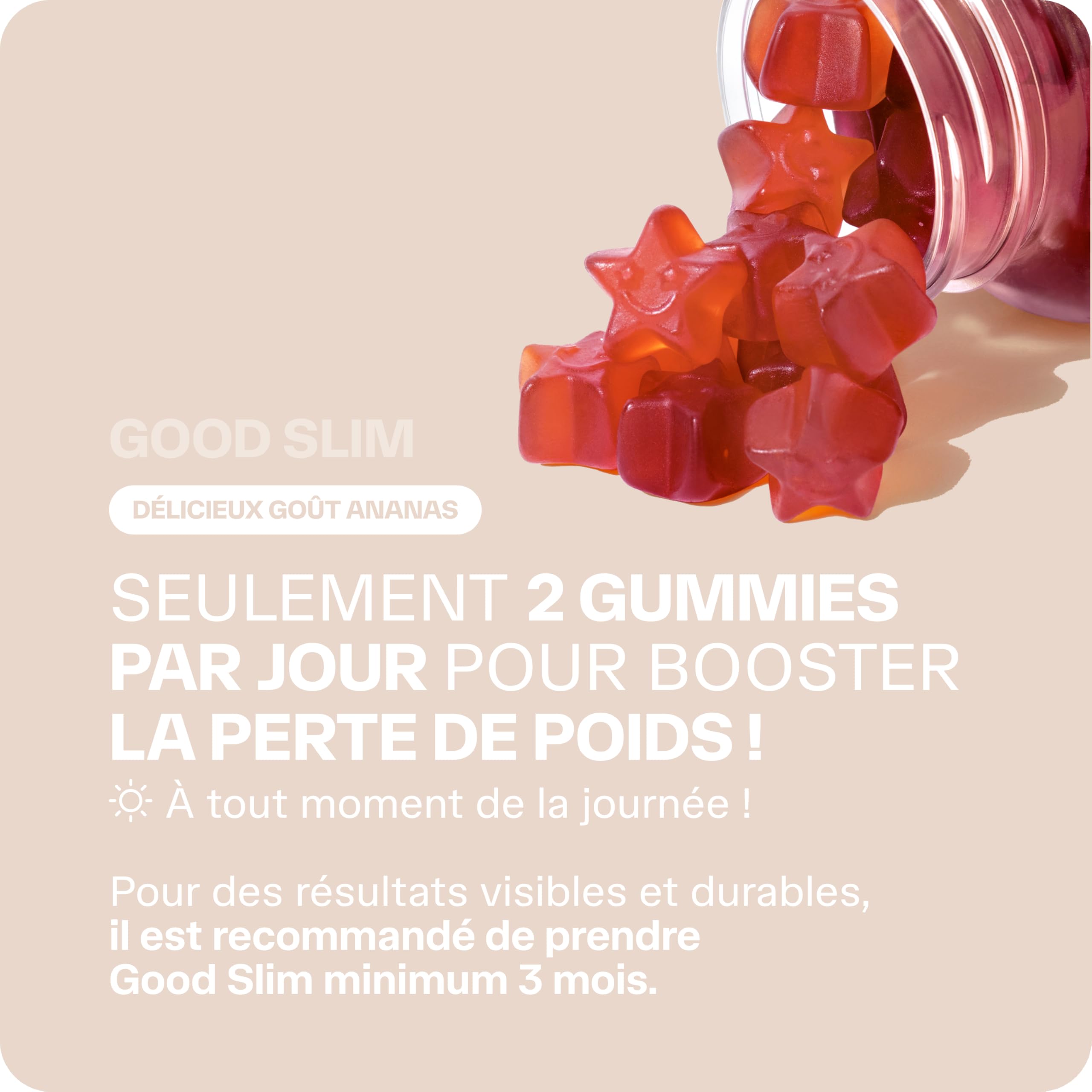 Lashilé Beauty - Gummies Contrôle et perte de poids - Perte du poids Puissant & Silhouette - Good Slim - Complément alimentaire Minceur - L-Carnitine Maté Vit C & B6 - Cure 1 Mois 60 Gummies