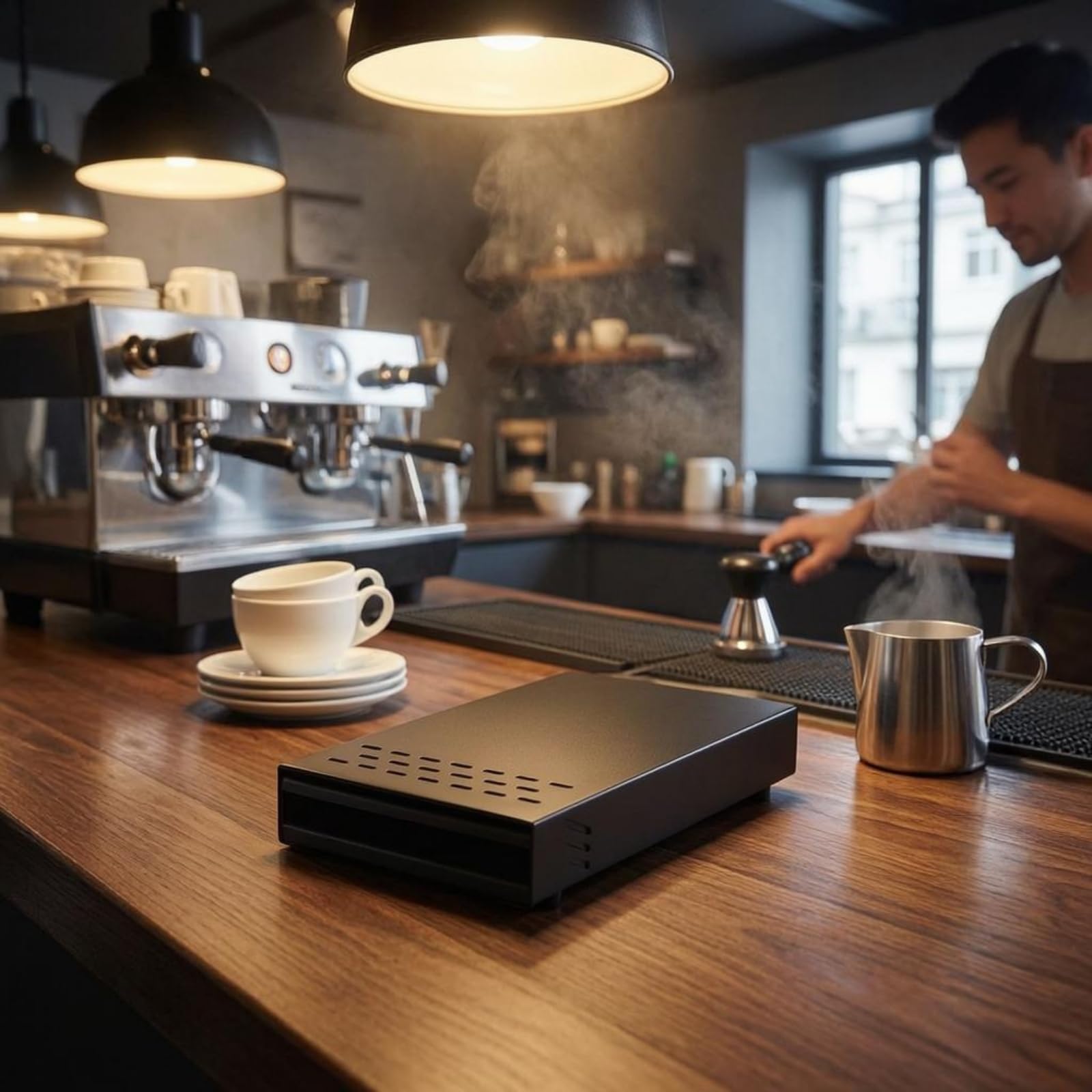 Battifondi a Cassetto Salvaspazio Battifondi a Caffè Metallo Contenitore, Nero, Piccolo