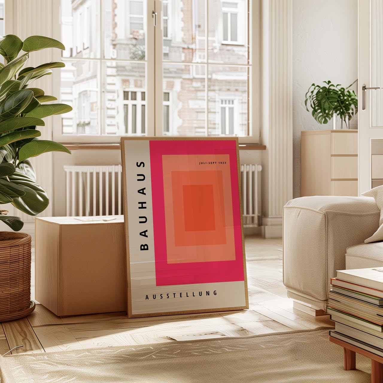 Poster Bauhaus 30x40 orange et blanc - Décoration