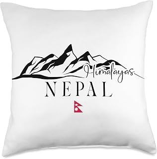 Himalayas Nepal Alpine Mountain Range Nepalese Flag Souvenir Throw Pillow