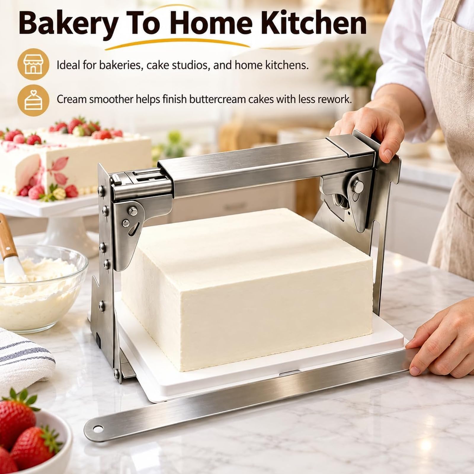 Raspador de Pastel de Acero Inoxidable, Cuchilla de Alisado de 55 cm