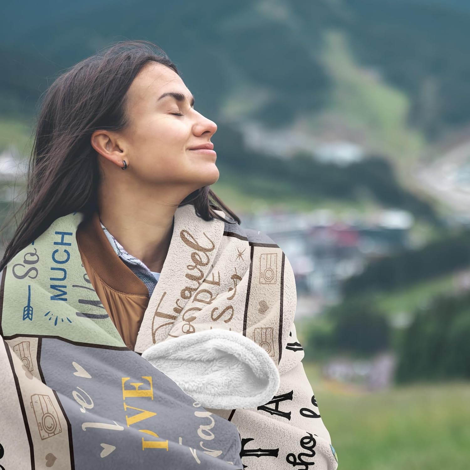 Butonus Travel Gifts for Women Blanket 60"x50", Travel Accessories Must Haves for Women, Gifts for Travelers Woman, Vacation Present, Gift for Woman Who Love to Travel