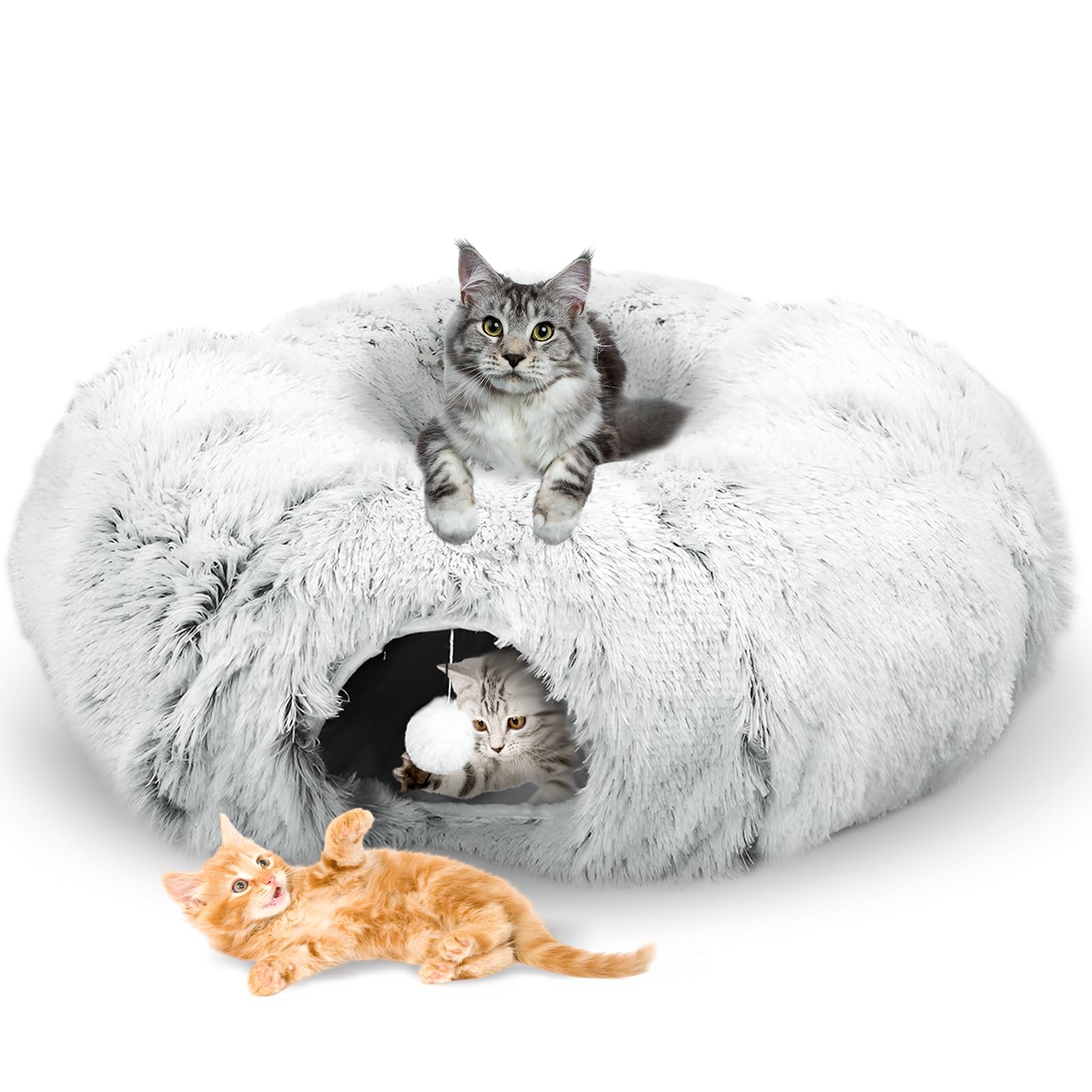Dellyy Cama Túnel Redondo de Peluche para Gatos