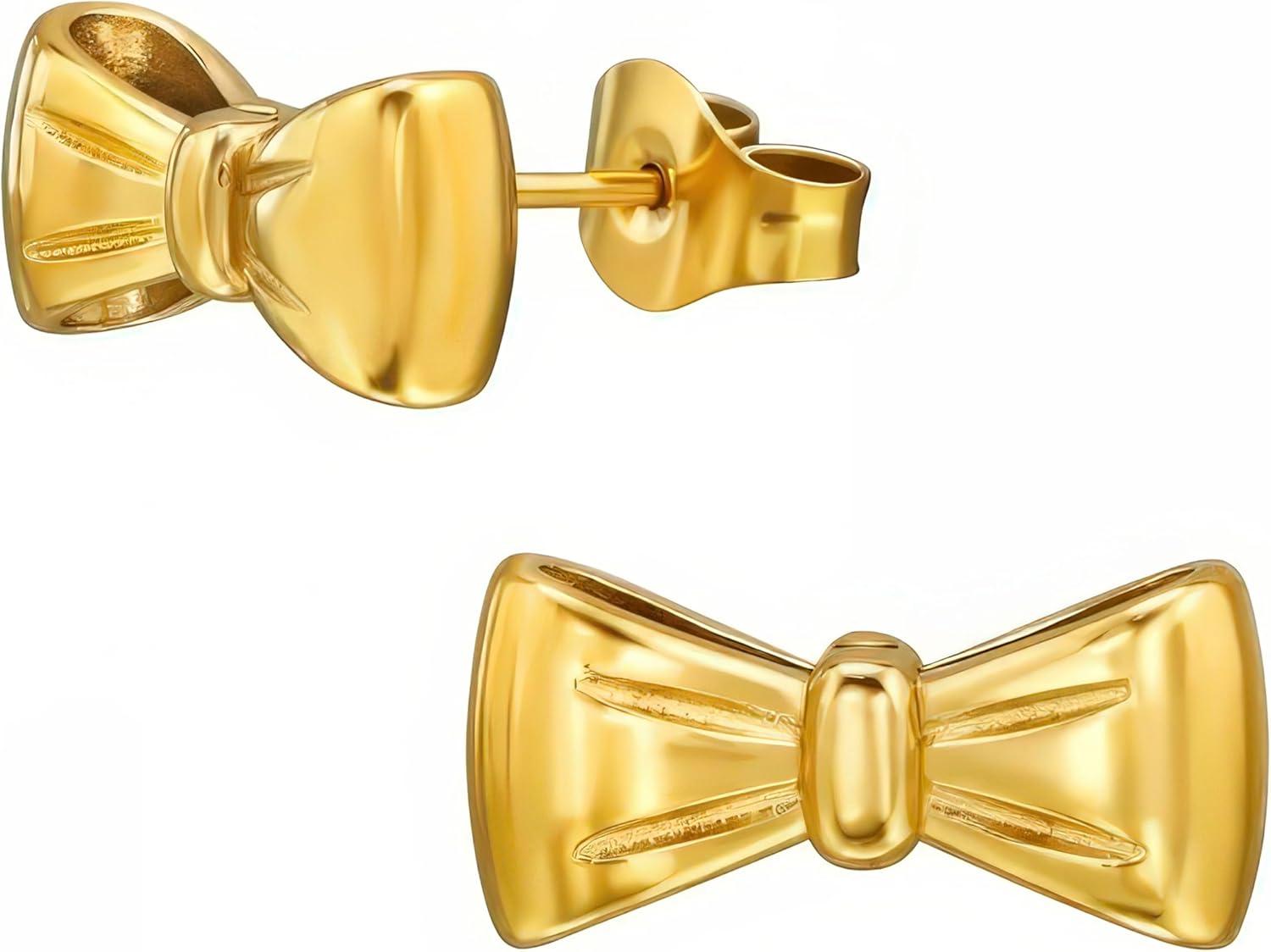 Bow Gold-Plated Stainless Steel Stud Earrings, Tiny Minimalist Jewelry