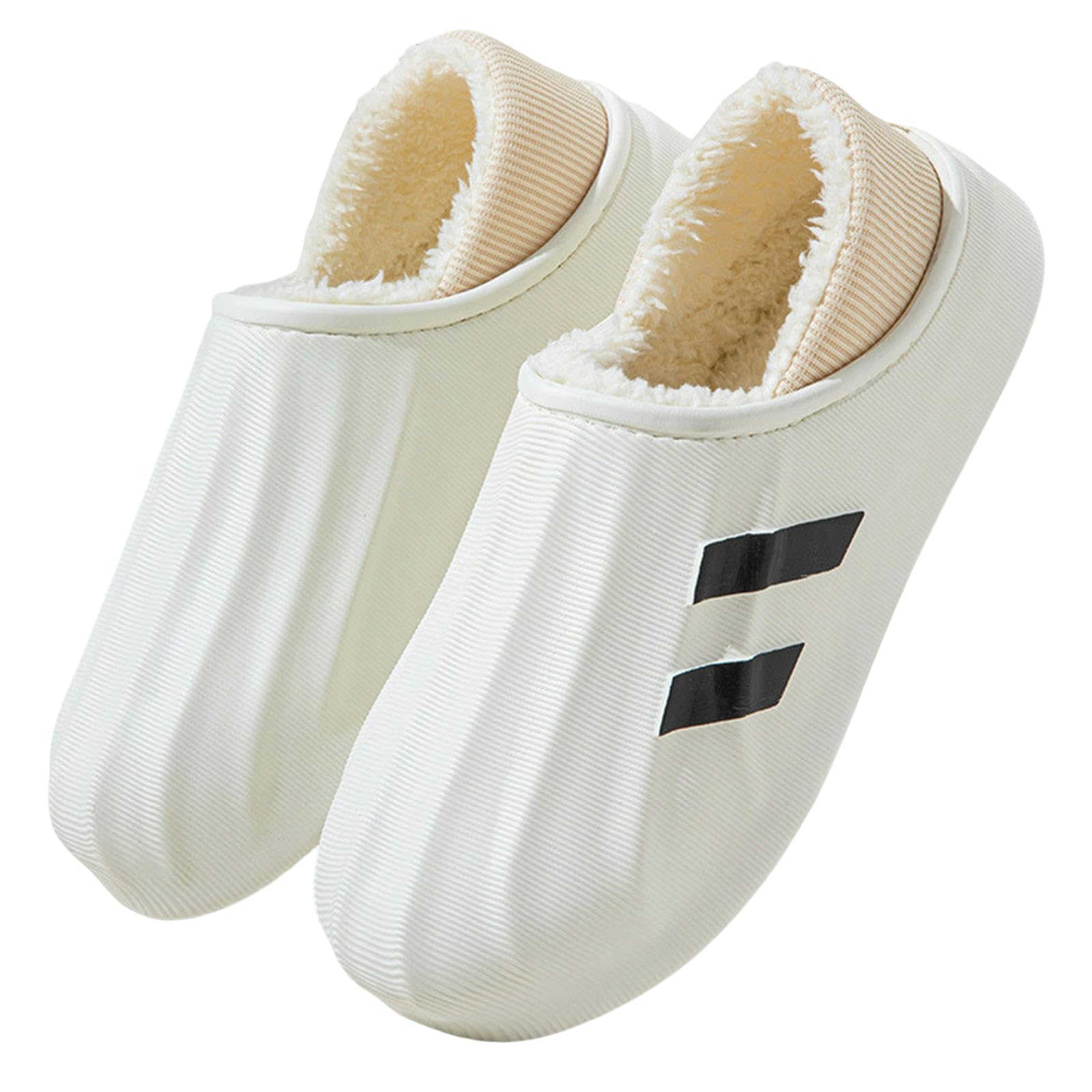 Pantofole Donna Invernali Pannelli di Cotone Invernale da Uomo E Donna per Uso Interno E Esterno con Suole Spesse E Velluto per Il Calore-Cotone Che Trascina Il Doppio Bar-bianco-42-43