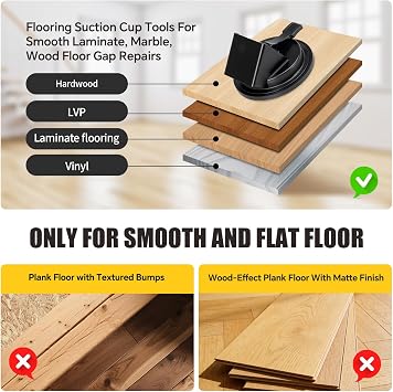 Floor Gap Fixer Tools, Laminate Flooring Tools for Fixing Gap, Heavy Duty Suction Cup Flooring Gap Repair Tool, Wood Plank Grabber Floor Fix Pro, for Smooth Laminate, Vinyl Flooring Plank Gap Fix
