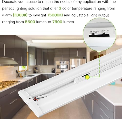 Miniatura 3 de Luz envolvente LED ultra delgada de 4 pies con 3 vatios3 lúmenes3 CCT seleccionables, 55 W65 W75 W, 5500 lm6500 lm7500 lm, 3000 K4000 K5000 K, luz