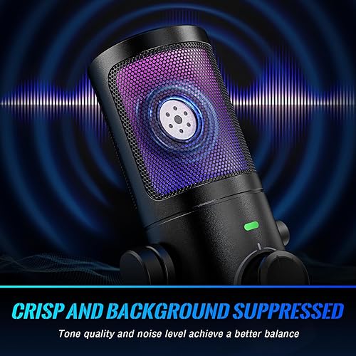 Miniatura 9 de FIFINE - Micrófono de PC para juegos, micrófono de transmisión USB con equilibrio de chat de juego, micrófono RGB de escritorio con botón de
