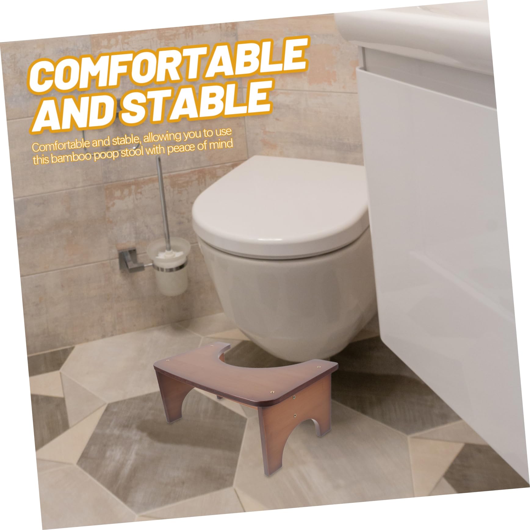 Sgabello Bagno in Bambù per Toilette, Pedana Robusta Domestica | Design Semplice ed Elegante, Uso Multi-funzione, Comodo Supporto per Postura Durante L’uso Quotidiano