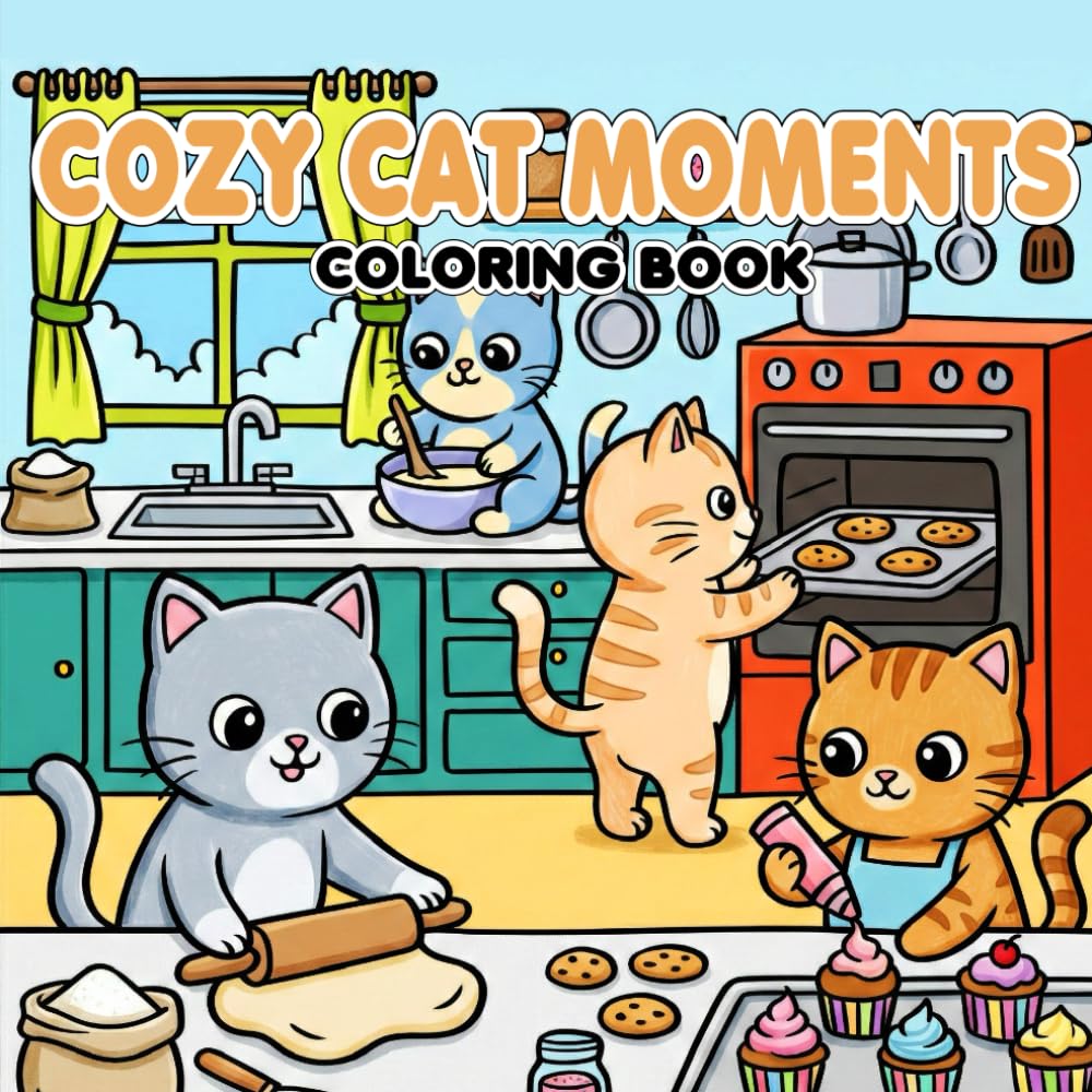 Cozy Cat Moments Bold and Easy Coloring Book for Adults and Teens : Relaxing Cat Moments and Cozy Scenes for Cat Lovers: Cozy Cat Moments Bold and Easy Coloring Book