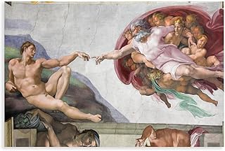Sistine Chapel Ceiling Fresco Of Michelangelo, Creation Of Adam Poster Canvas Painting Print Wall Art Modern Living Room Office Bedroom Room Aesthetics Decoration 12x08inch(30x20cm) Unframe-style