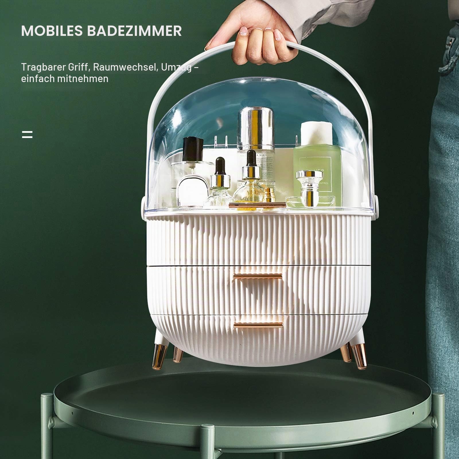 Galatée Make-up-Organizer für Büro, Schubladen, Aufbewahrung von Schmuck, aus Kunststoff, Aufbewahrungsbox für Kosmetik, Staubschutz, verschiedene Behälter, für Zuhause, Make-up-Organizer, Weiß, Weiß,