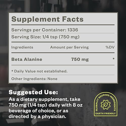 Miniatura 7 de Polvo de beta alanina de 2.2 lbs, suplemento de preentrenamiento de beta alanina pura para energía sostenida, polvo de preentrenamiento de beta