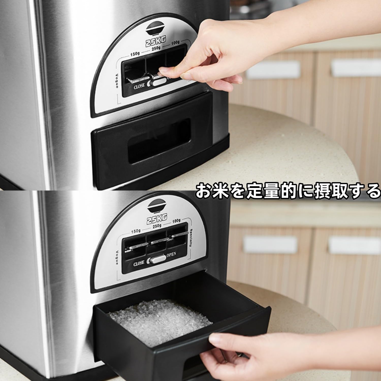 【即日発送 新品未使用】米びつ ライスバレル 30kg用 ステンレススチール製 米びつ密閉 米びつ ライスバレル食品容器 、米びつ 30kg、米保管