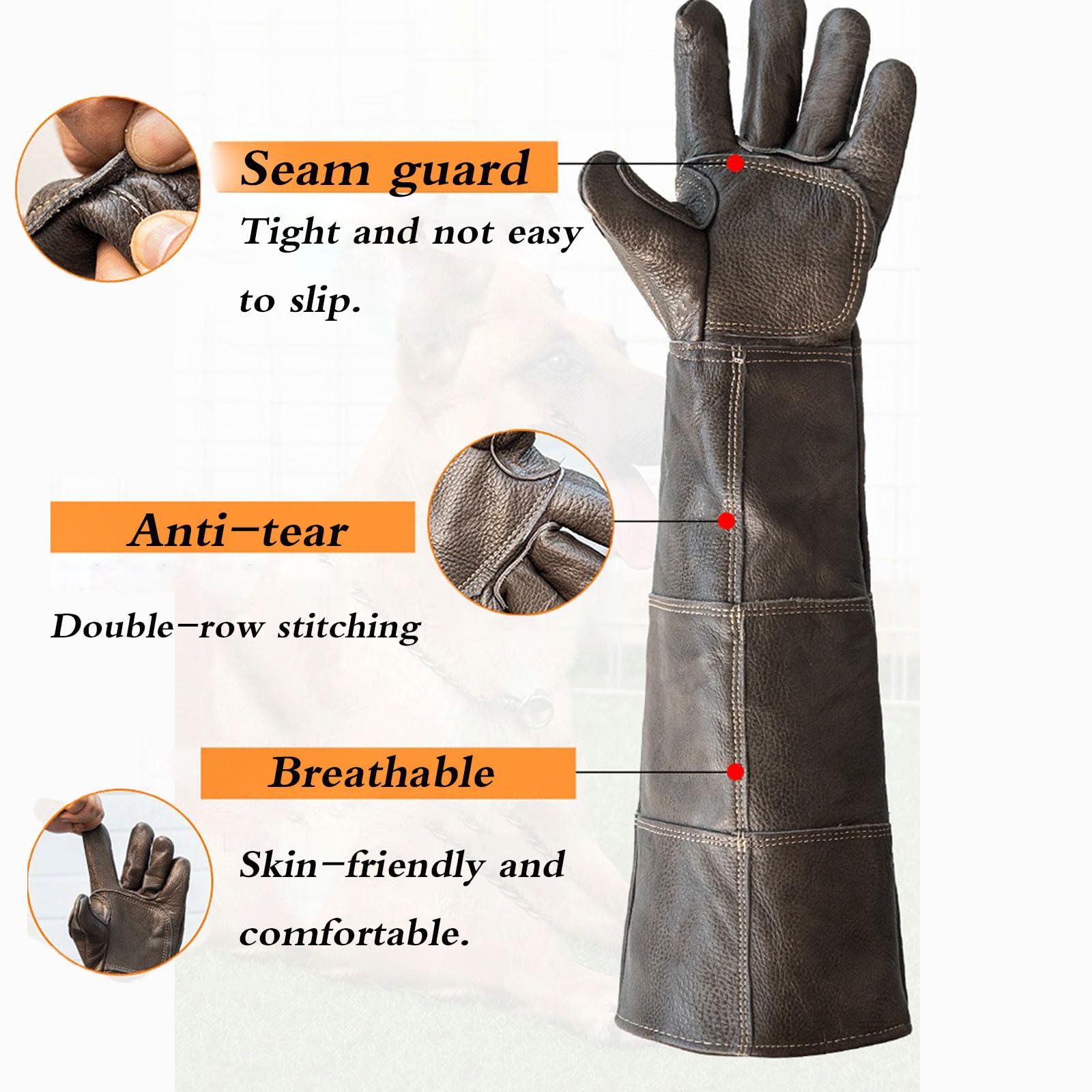 Anti-Morsure Gants de Manutention pour Animal,Gants de Jardinage à Manches Longues,Gants Anti-Morsure,Anti-Rayures,imperméable,pour Attraper Les Chiens,Les Chats et Les Reptiles