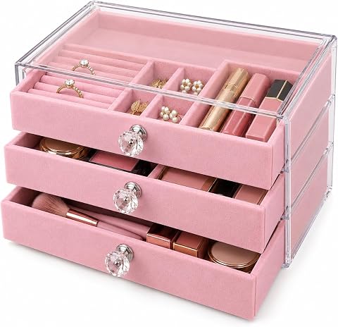Jewelry Watch Accessories Organizer 3 Tier Velvet Multifunction Storage Box