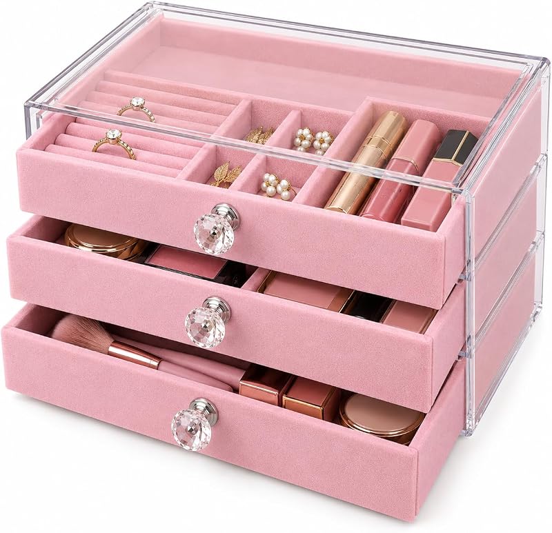 Jewelry Watch Accessories Organizer 3 Tier Velvet Multifunction Storage Box