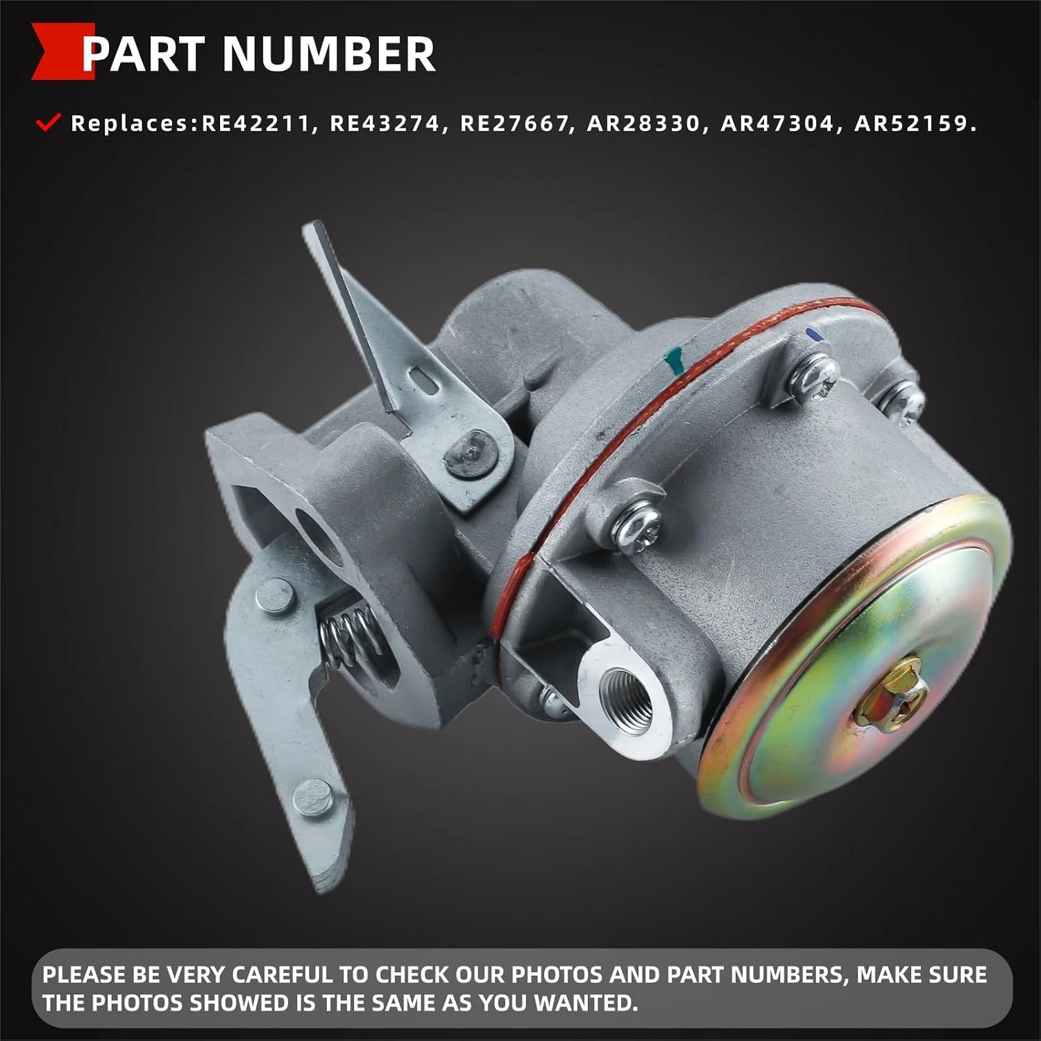 Fuel Lift Pump for John Deere 1010 1020 1030 1040 1130 1140 1350 1520 1530 1550 1630 1640 1750 1830 699 7200 7400 7440 7445 7450 7800 9900 9910 9920 9930 Replace RE27667 RE42211 AR52159 RE43274