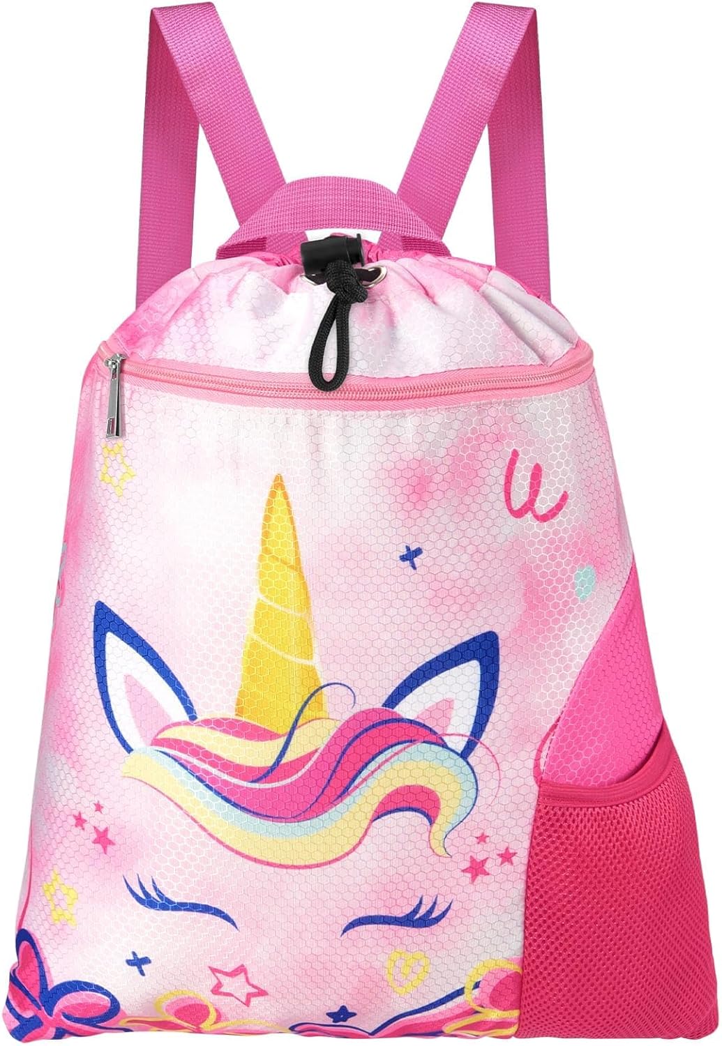 WAWSAM Gym Drawstring Backpack String Bag – 15” x 17” Sports Gym Bag for Kids Waterproof Swimming Beach Shopping Yoga Bag