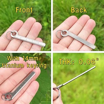 Titanium Ruler, Portable EDC Micro Ruler, Lightweight Keychain Small Ruler, Measuring Tools Rule(CM/INCH) with Titanium Keyring, LX-QQ-FUN-TR-76