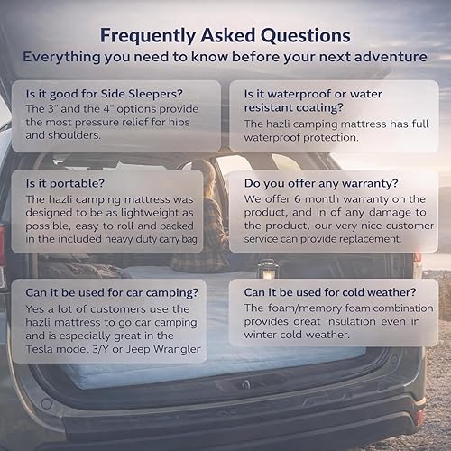 Miniatura 7 de Hazli Matrix AirCell - Colchón enrollable de espuma viscoelástica para adultos, tapete portátil de espuma para dormir, colchoneta de dormir