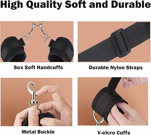 Miniatura 7 de Esposas peludas para adultos para dormitorio, kit de amarres de mano sexual, pulseras sexuales, juguetes sexuales, barra de esparcidor de bondage,