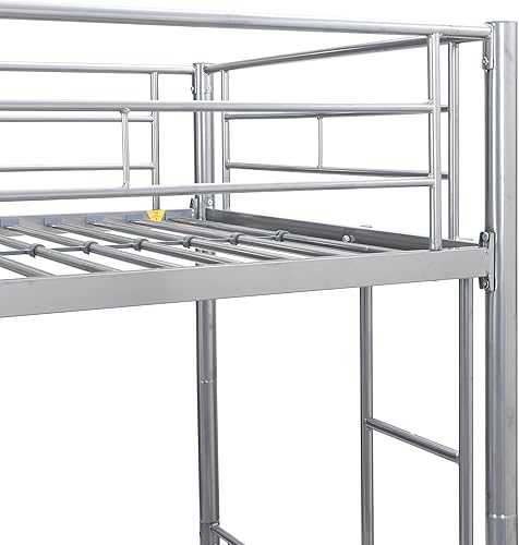 Miniatura 7 de Merax Litera de metal de alta resistencia individual sobre individual con nido y escalera extraíble, se puede dividir en dos camas, no necesita