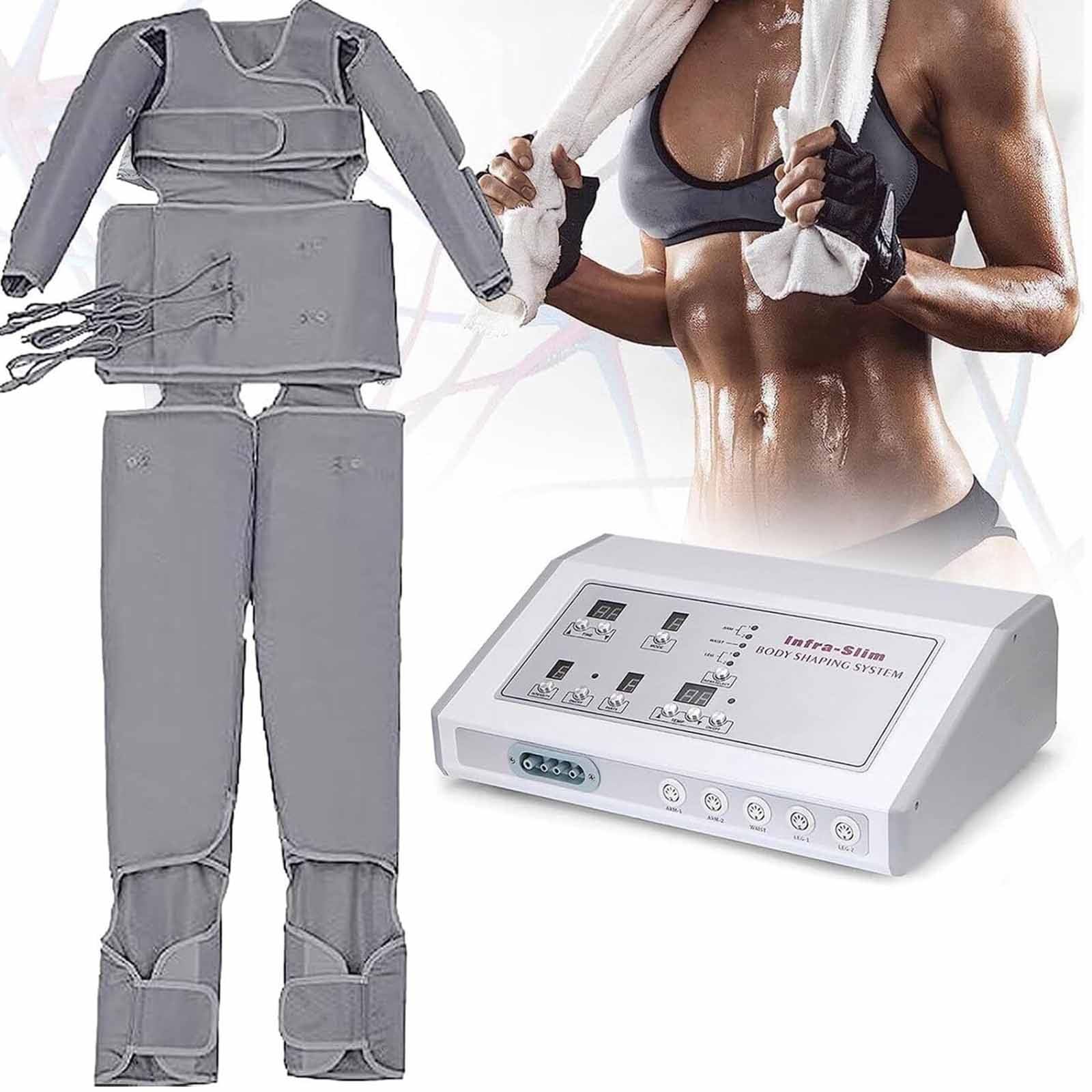 Macchina per Massaggiatore A Compressione d'Aria,per Massaggio Pressoterapia Completo del Corpo,Circolazione del Drenaggio Linfatico E Rilassamento Muscolare,7 Livelli Intensità,Grey