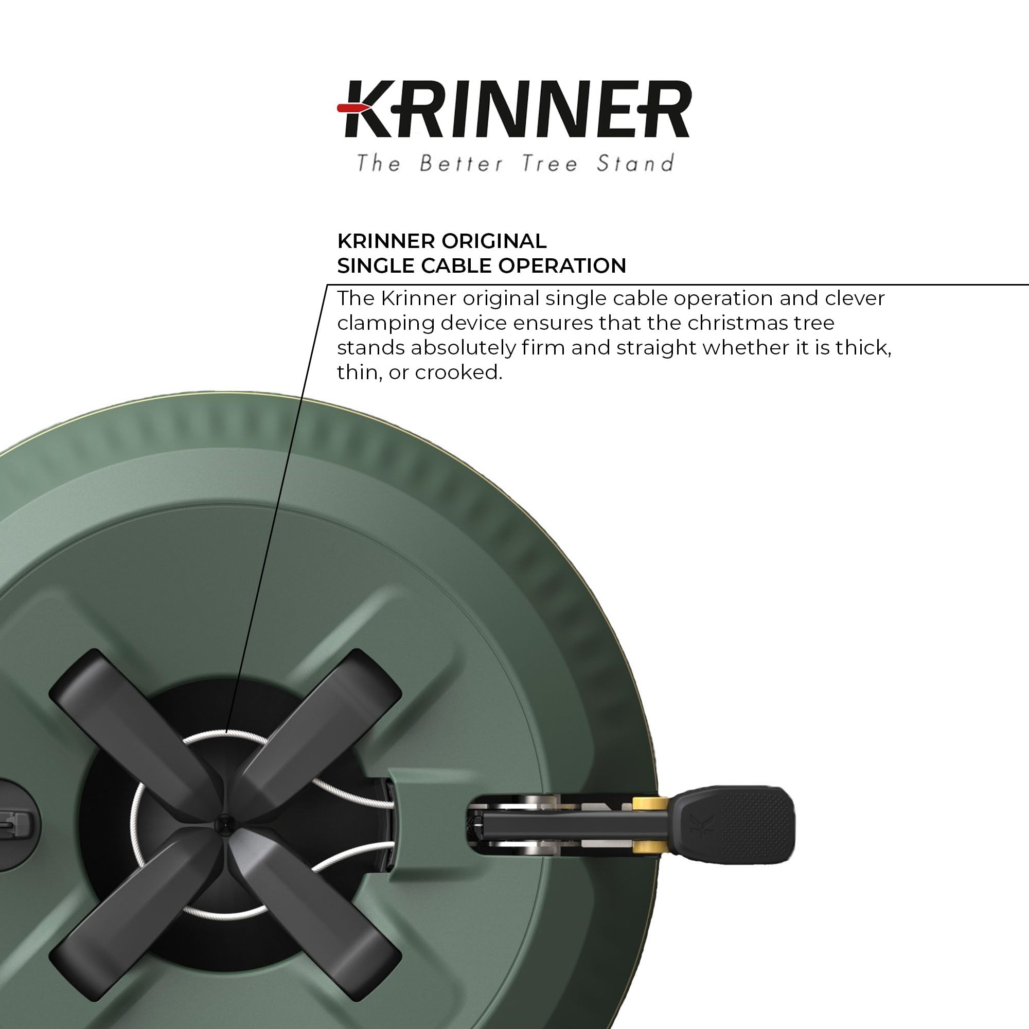 Krinner X-6 - Soporte para árbol de Navidad, color verde, operación de un solo cable, sostiene árboles navideños de hasta 6 pies, prensa de pie para una fácil instalación, tanque de agua con indicador
