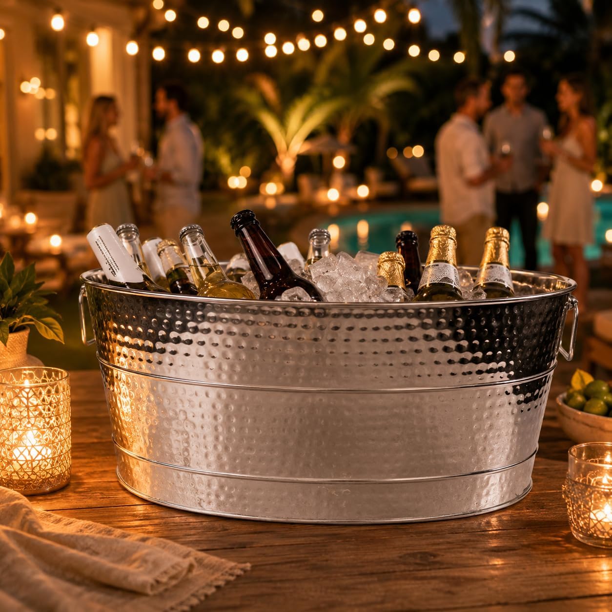 BREKX Heavy-Duty Stainless Steel Beverage Tub for Parties, Large, Oval image 4