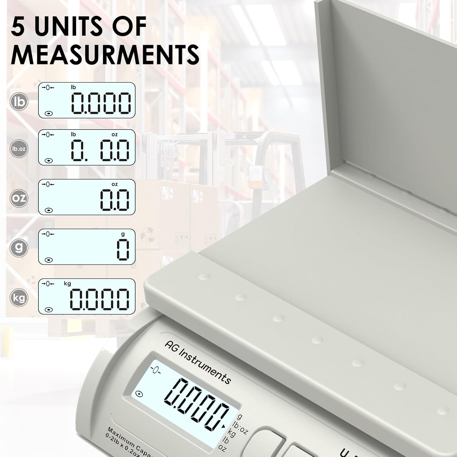 55lb x 0.2oz Digital Shipping Postal Scale with AC Adapter for Small Business, Packages, Office Home Use, UPS USPS DHL FedEx, White