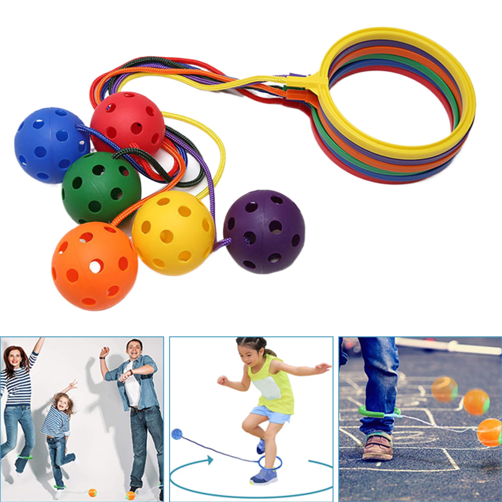 Kalastussaari Jouet à la Cheville à Billes Sauter des Enfants, 6 pcs Saut Ankle, Coordination de Fitness Sportive Balle, Cavalier Amusant et équipement d'exercice pour Les Filles garçons