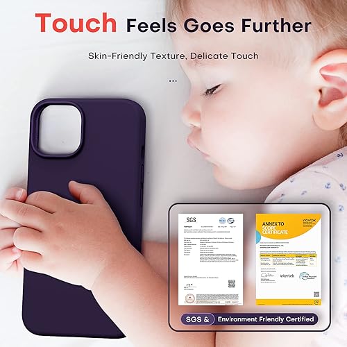 Miniatura 5 de TOCOL Funda 5 en 1 para iPhone 14, con 2 protectores de pantalla + 2 protectores de lente de cámara, funda delgada de silicona líquida para teléfono