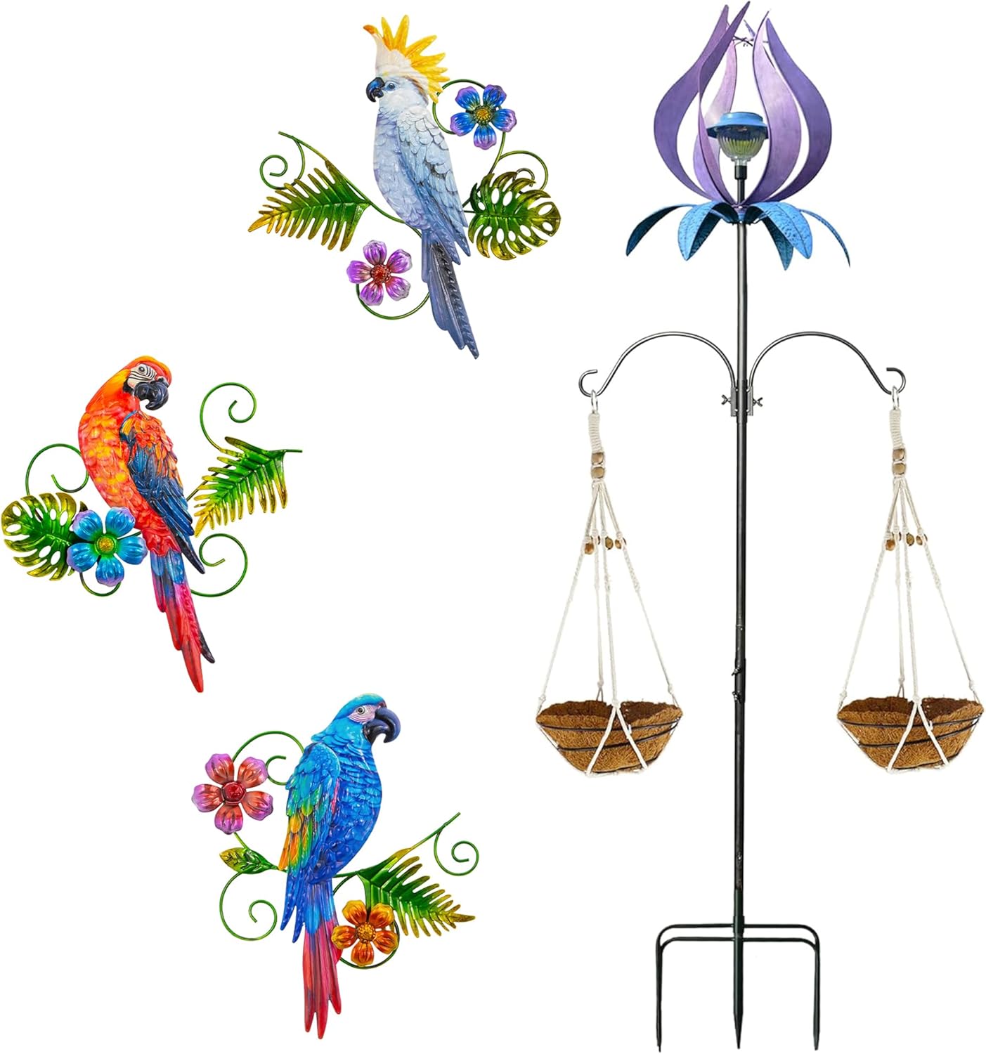 Metal Parrots Wall Decor Outdoor Decorations,Metal Wind Spinner Outdoor Terrace for Yard.Patio Decorations Outdoor Metal Decoration