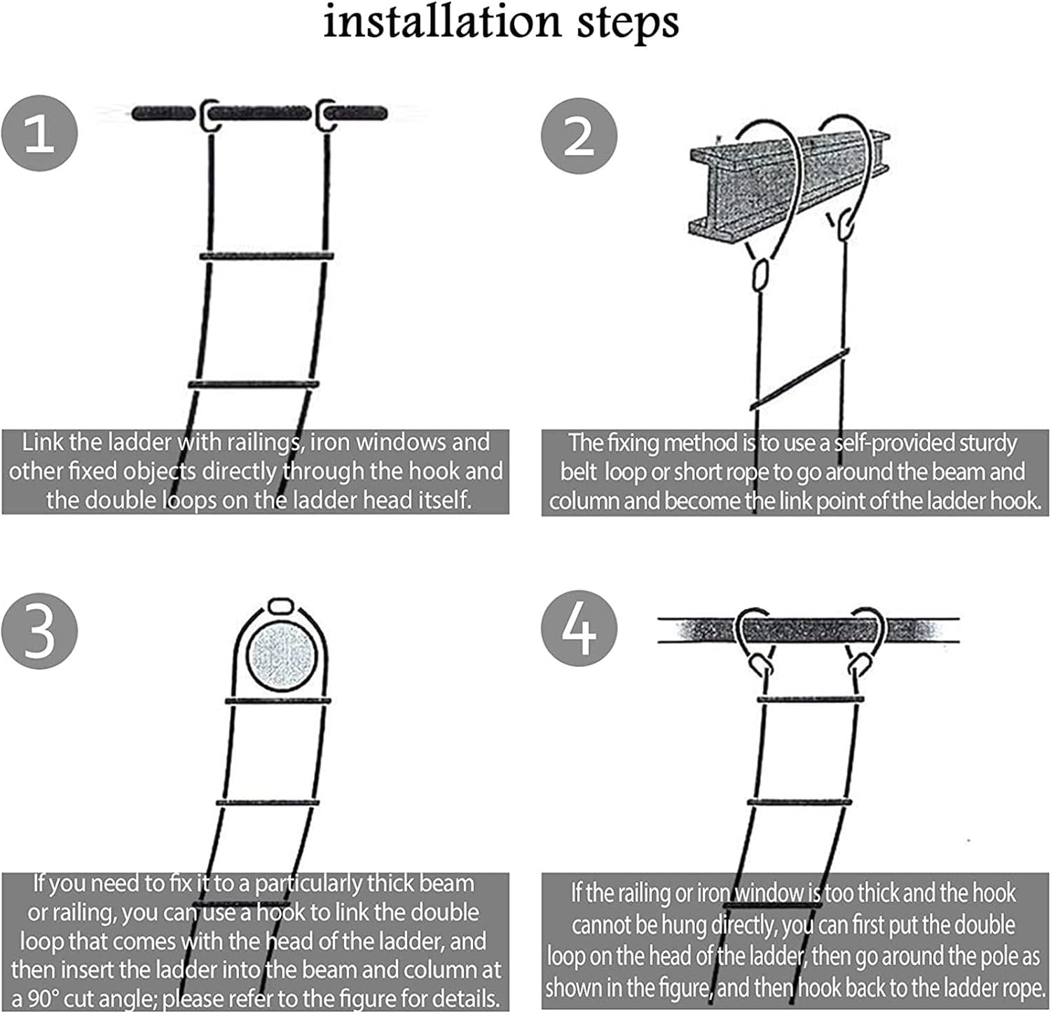 Rope Ladder,Safety Ladder,Emergency Fire Escape Ladder 2-4 Storey, Flame Resistant Portable Nylon Soft Ladder/5M (3 Meters)