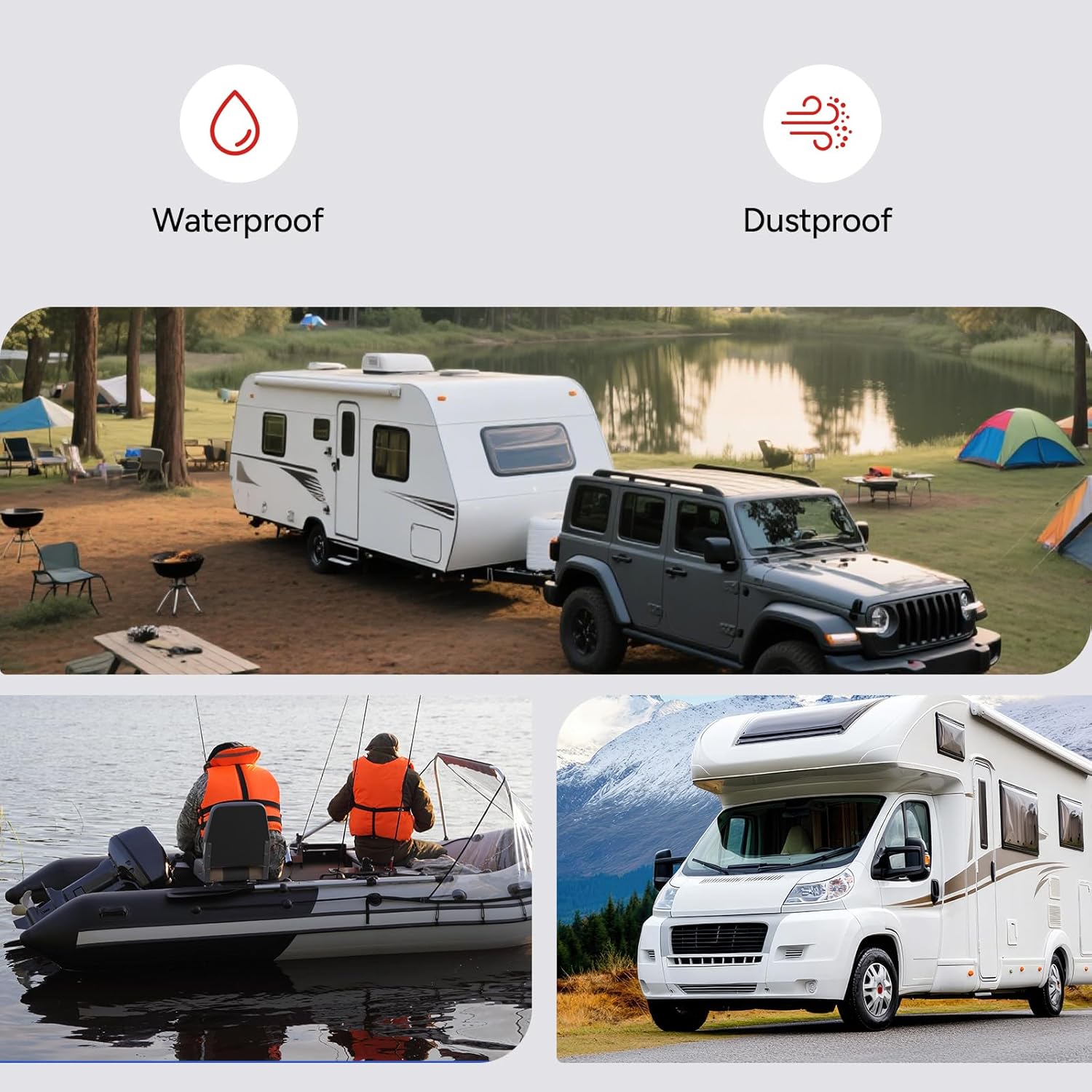 DR.PREPARE Trolling Motor Smart Battery Box, Group 24/27/31 Size Marine Battery Box with USB, 12V/24V Cigarette Lighter & Anderson Ports, Power Center for RV Solar Panel Boat (Batteries Not Include)