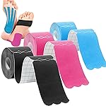Kinesiology Tape Pro (120 Precut Strips,2 * 6 inch,6 Yard) Waterproof Breathable Athletic Elastic Muscles & Joints Pain Relief Taping for Gym Fitness Running Tennis Swimming Football(Mix 6M)