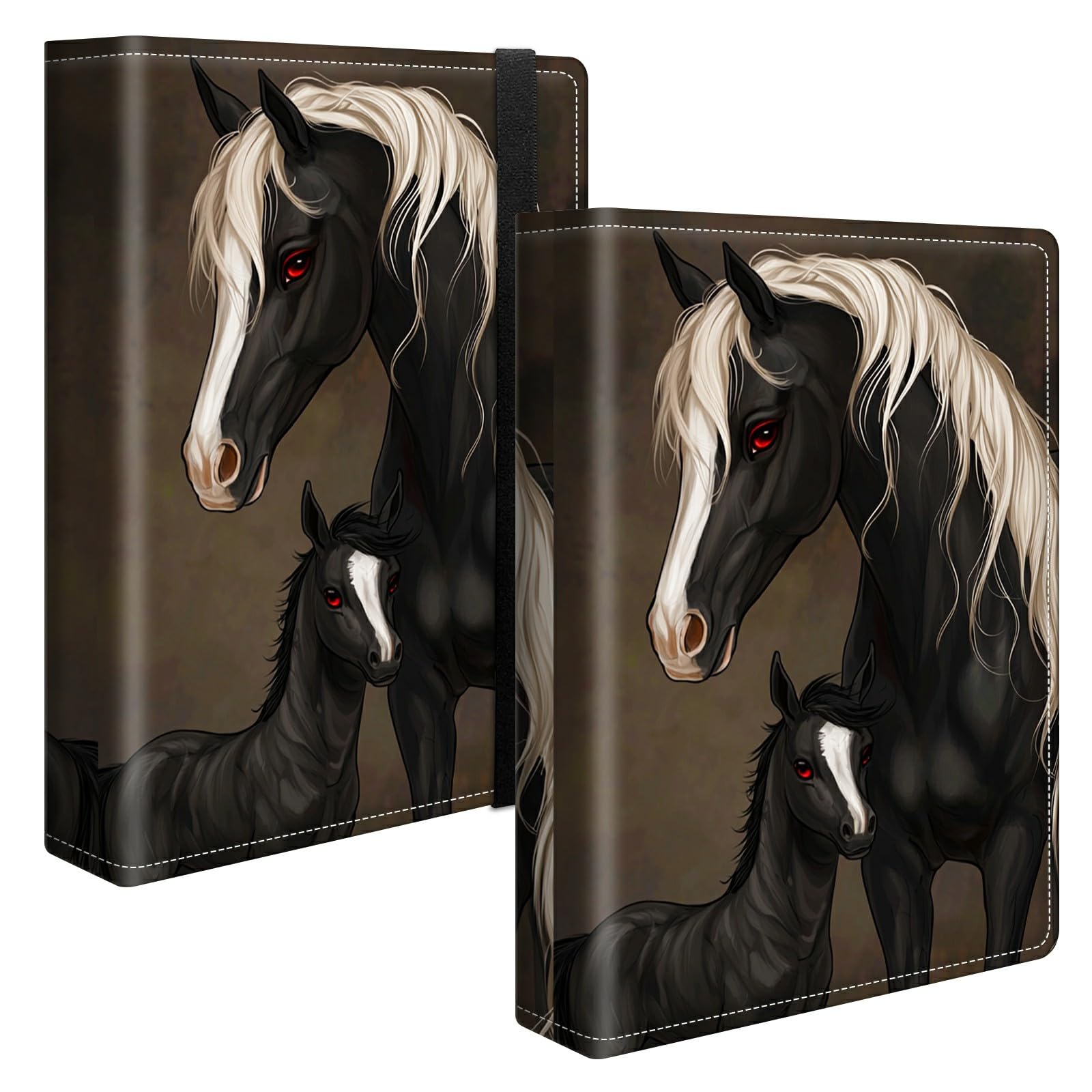 Wedding Albums 4x6 120 Pockets Photos with Strong Elastic Band, Small Mini Albums Sheet Protector Folder for Photos, Album for Family Anniversary Women Men Baby Vacation Gift, Black Horses