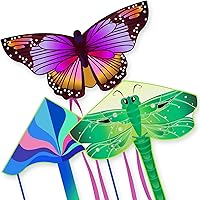 Crogift 3 Pack Large Butterfly Delta Dragonfly Kites - Easy Fly for Kids Adults, Beach Park Fun, Easter Festival Gifts