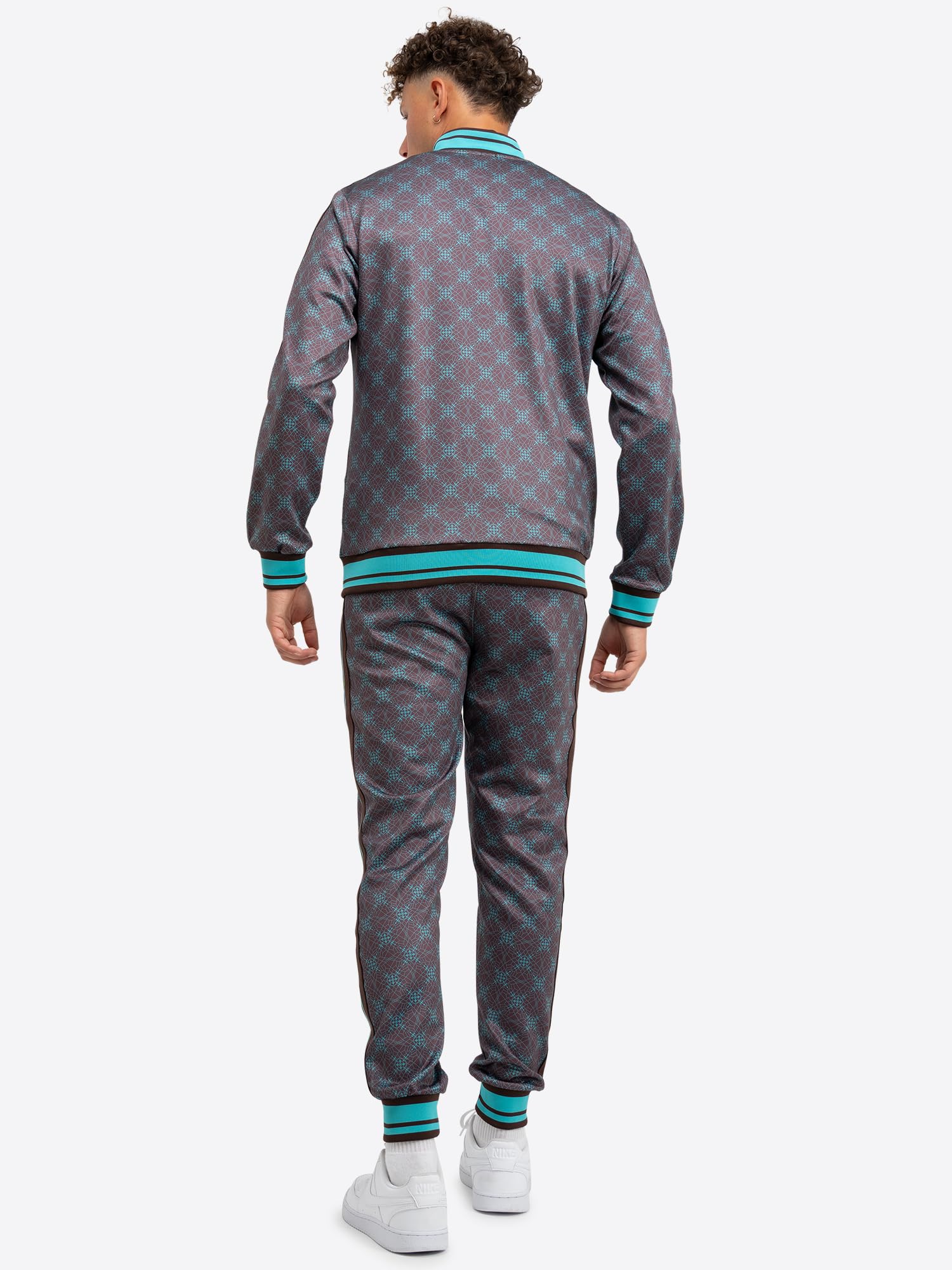 Lonsdale BEFORE 8 Męski dres treningowy, wąski krój, brązowy/turkusowy, L, brązowy/turkusowy, L
