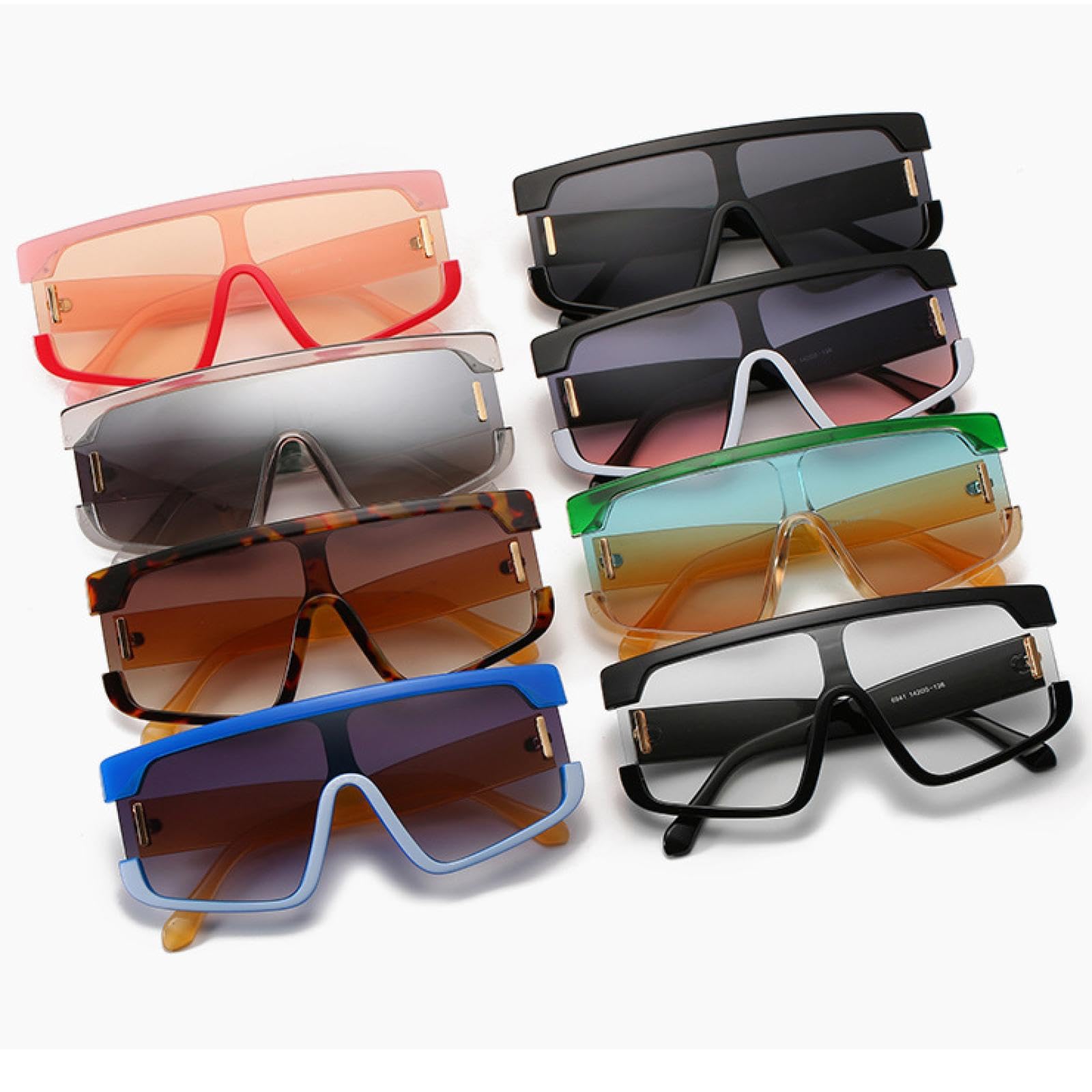 Gafas de sol de gran tamaño para mujer, de moda, de una pieza, estilo vintage, en tonos azul y gris, estilo punk.