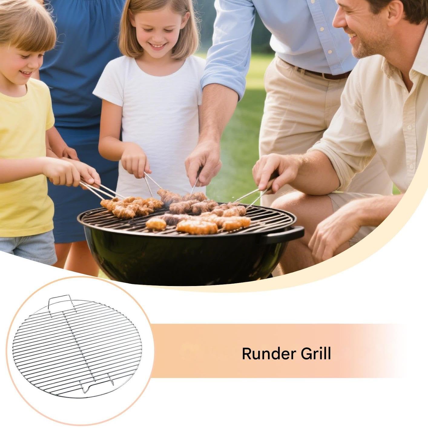 Generisch Rack per barbecue | 17,52 pollici Baking Net Grate | Stainless Steel Multi-Purpose Reusable Barbecue Grillingg Round Wire Mesh Mat for BBQ Camping Outdoor Backyards Garden Picnic