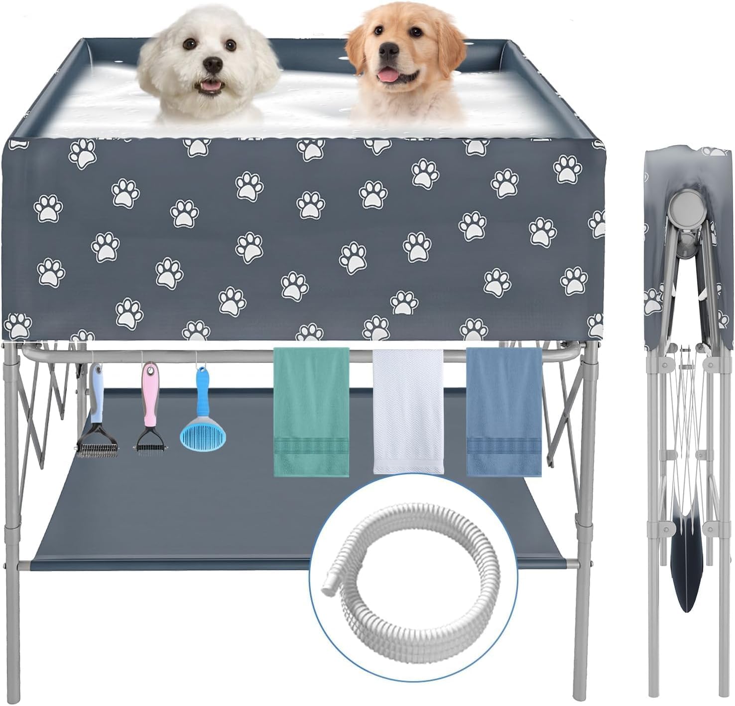Bañera y bañera para perros plegable para bañarse, duchas y cuidados, piscina para perros en casa con mucho espacio, adecuada para perros domésticos pequeños, medianos y grandes, para