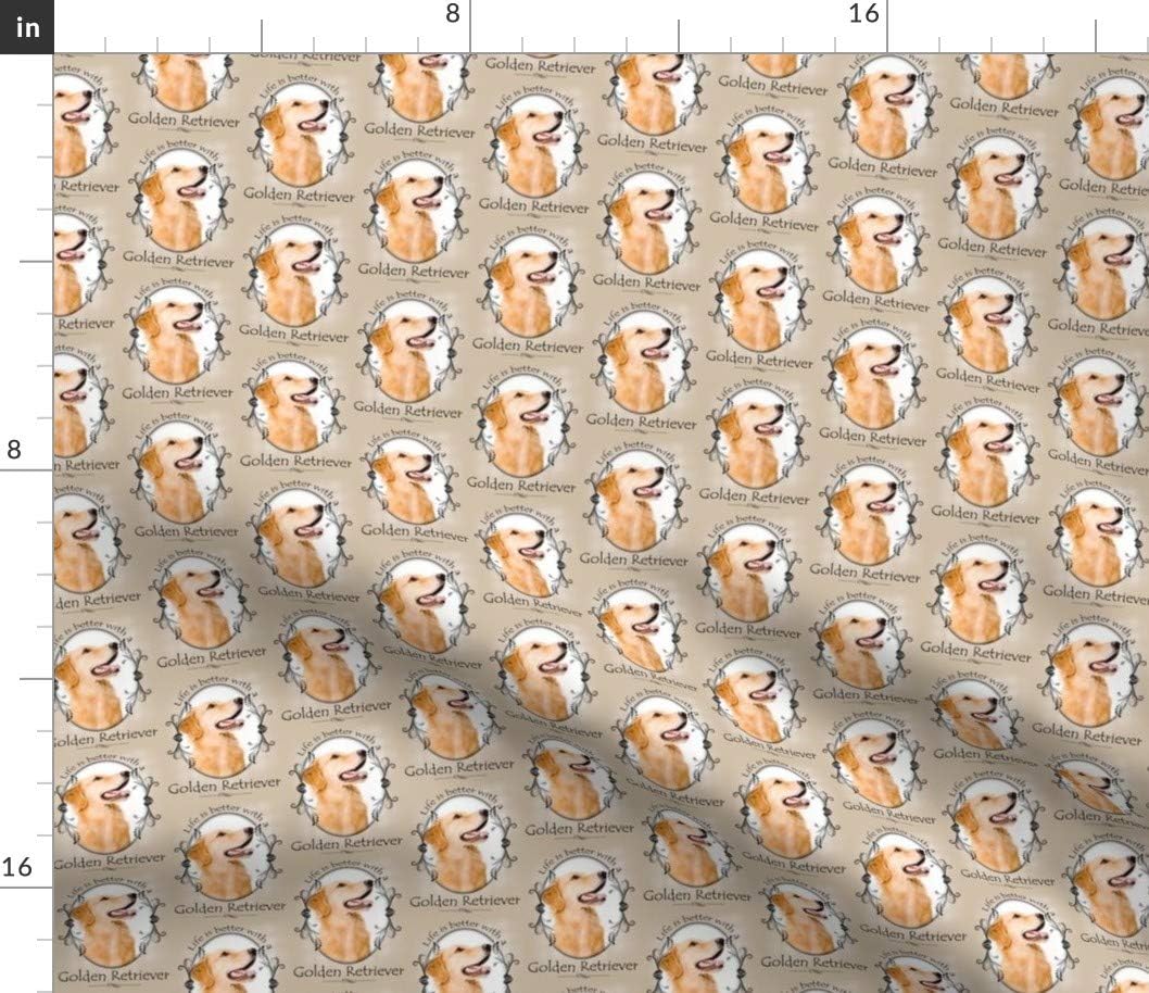 Spoonflower Fabric - Golden Retriever Dogs Pet Animal Printed on Petal Signature Cotton Fabric by The Yard - Sewing Quilting Apparel Crafts Decor